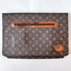 Louis Vuitton Vintage 80s Monogram Document Folding Laptop Portfolio Clutch
